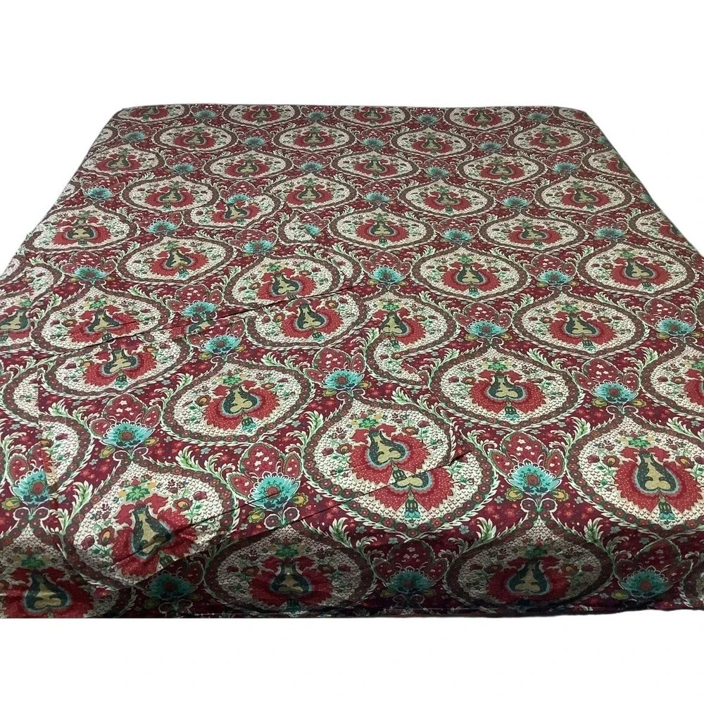 Pottery Barn‎ Full Queen DUVET COVER + 2 SHAMS Red 90 x 86 Floral Medallion